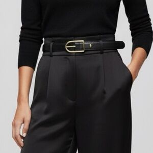 Kate Spade Black Leather Belt with Gold Buckle
